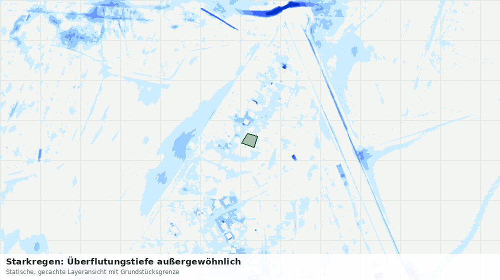 Statische Kartenansicht: Starkregen: Überflutungstiefe außergewöhnlich