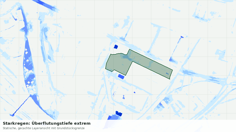 Statische Kartenansicht: Starkregen: Überflutungstiefe extrem