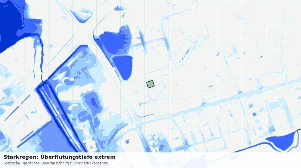 Statische Kartenansicht: Starkregen: Überflutungstiefe extrem