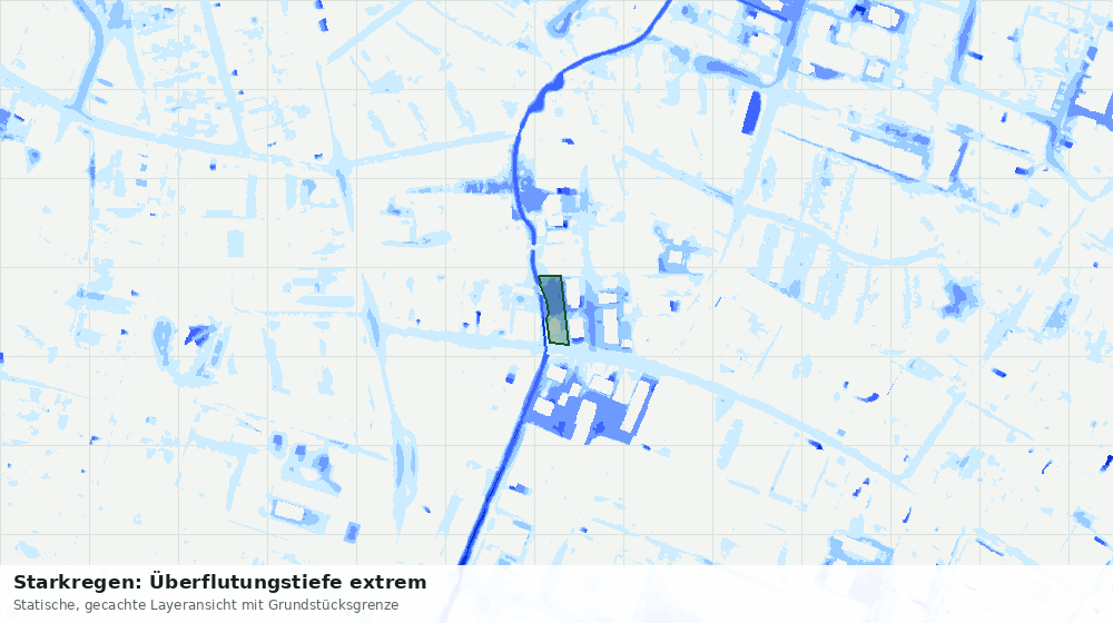 Statische Kartenansicht: Starkregen: Überflutungstiefe extrem