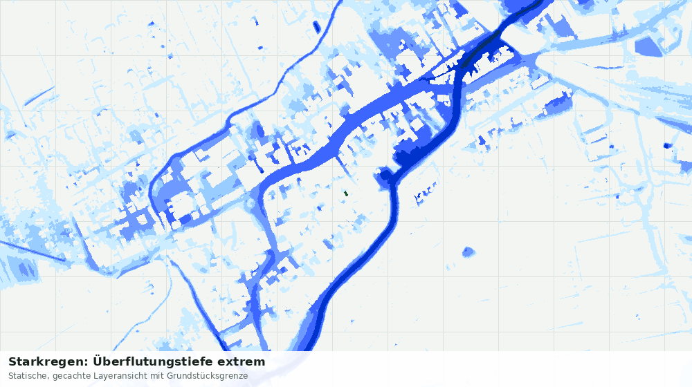 Statische Kartenansicht: Starkregen: Überflutungstiefe extrem