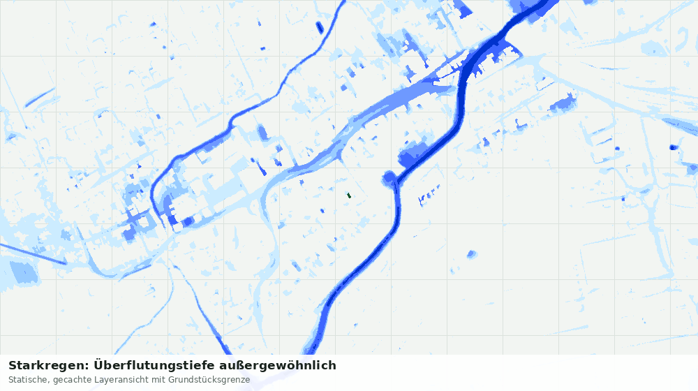 Statische Kartenansicht: Starkregen: Überflutungstiefe außergewöhnlich