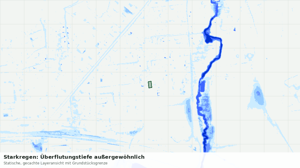 Statische Kartenansicht: Starkregen: Überflutungstiefe außergewöhnlich