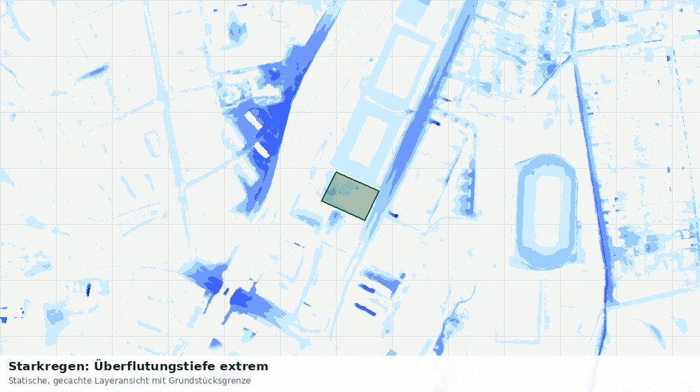 Statische Kartenansicht: Starkregen: Überflutungstiefe extrem