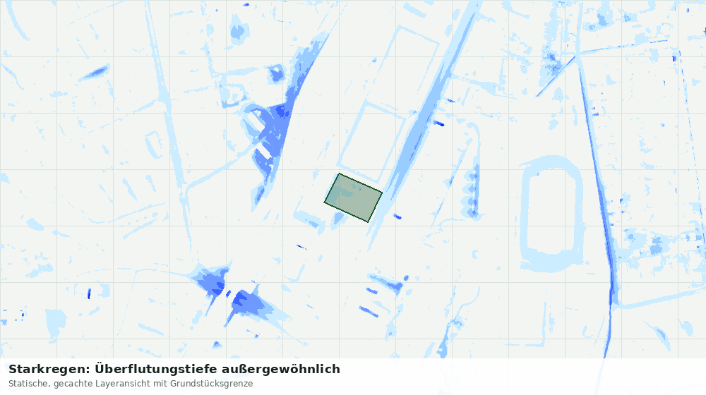 Statische Kartenansicht: Starkregen: Überflutungstiefe außergewöhnlich