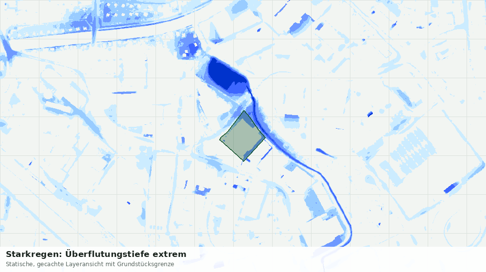 Statische Kartenansicht: Starkregen: Überflutungstiefe extrem