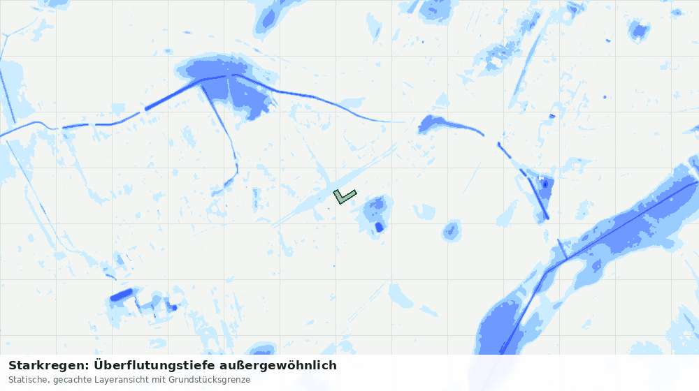 Statische Kartenansicht: Starkregen: Überflutungstiefe außergewöhnlich