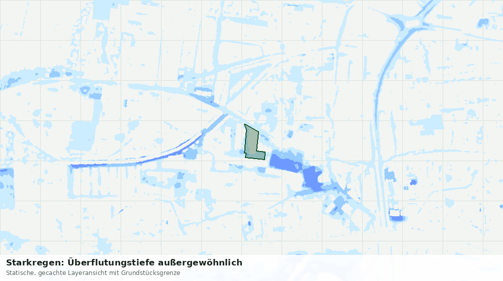 Statische Kartenansicht: Starkregen: Überflutungstiefe außergewöhnlich