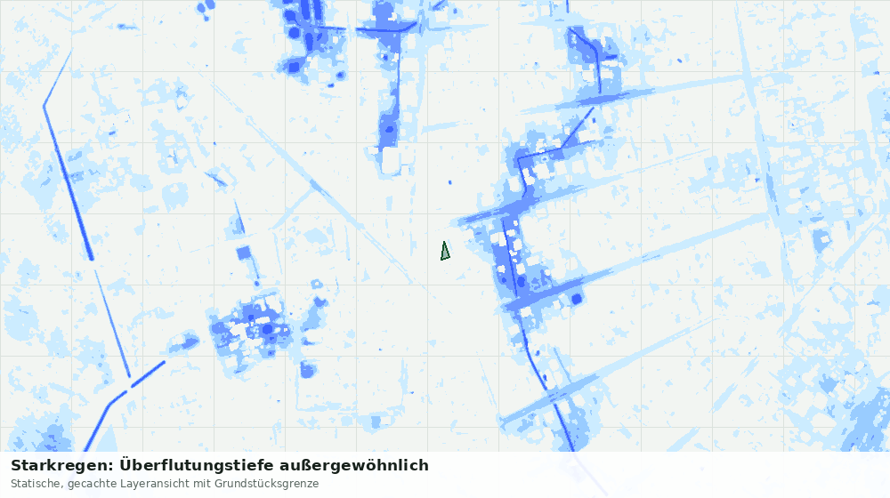 Statische Kartenansicht: Starkregen: Überflutungstiefe außergewöhnlich