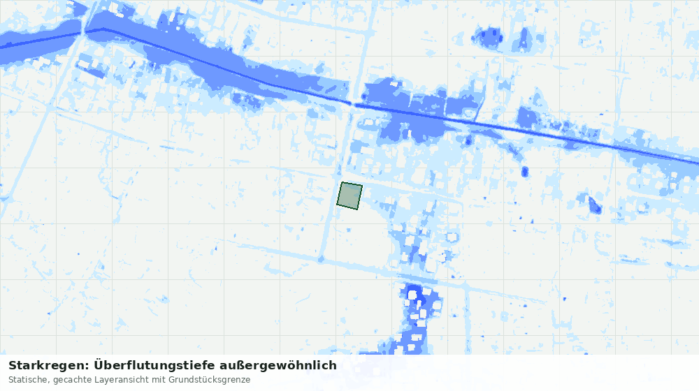 Statische Kartenansicht: Starkregen: Überflutungstiefe außergewöhnlich