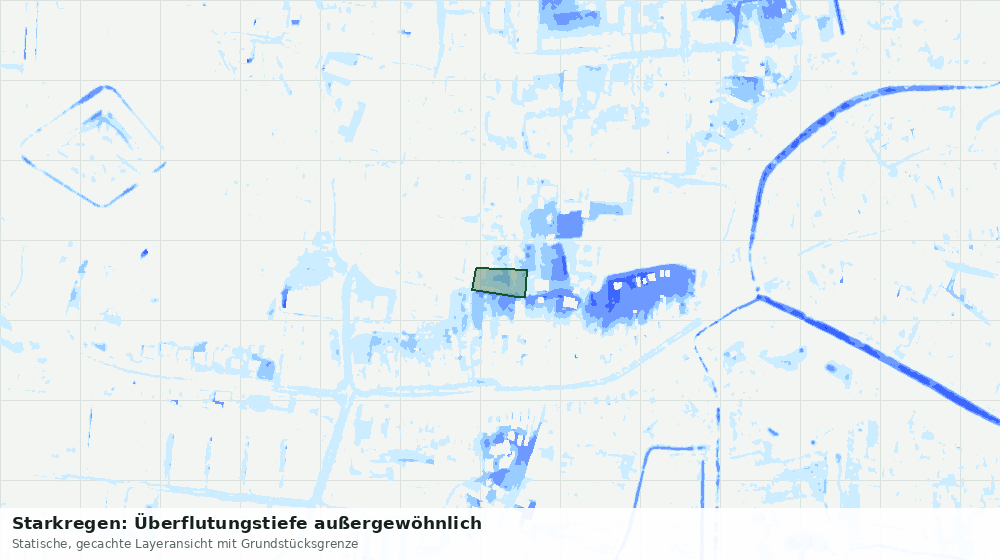Statische Kartenansicht: Starkregen: Überflutungstiefe außergewöhnlich