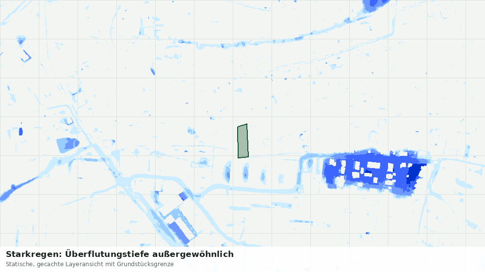 Statische Kartenansicht: Starkregen: Überflutungstiefe außergewöhnlich