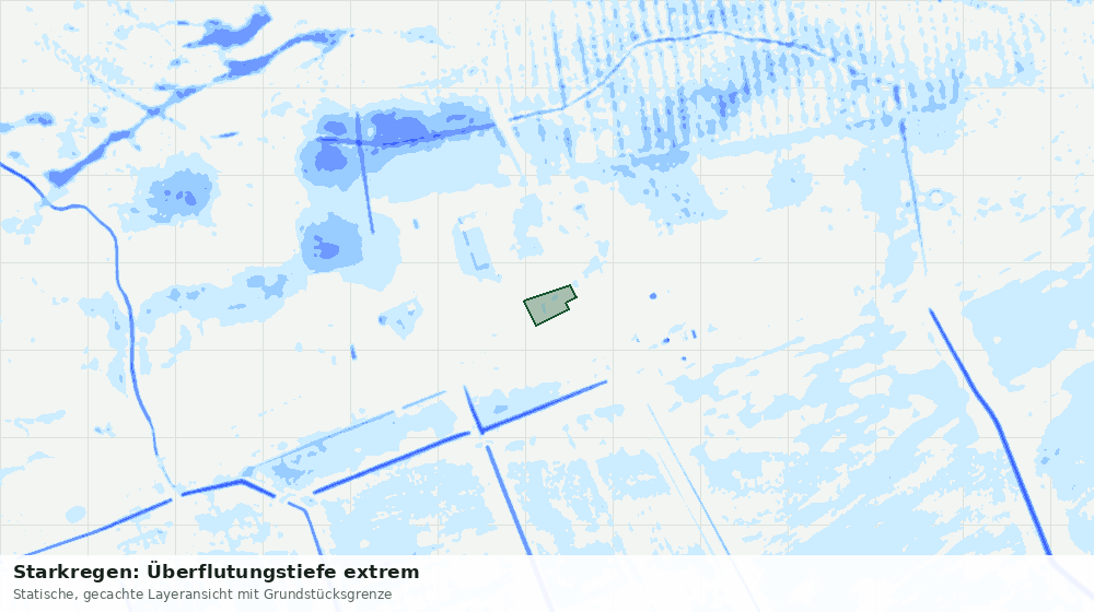 Statische Kartenansicht: Starkregen: Überflutungstiefe extrem
