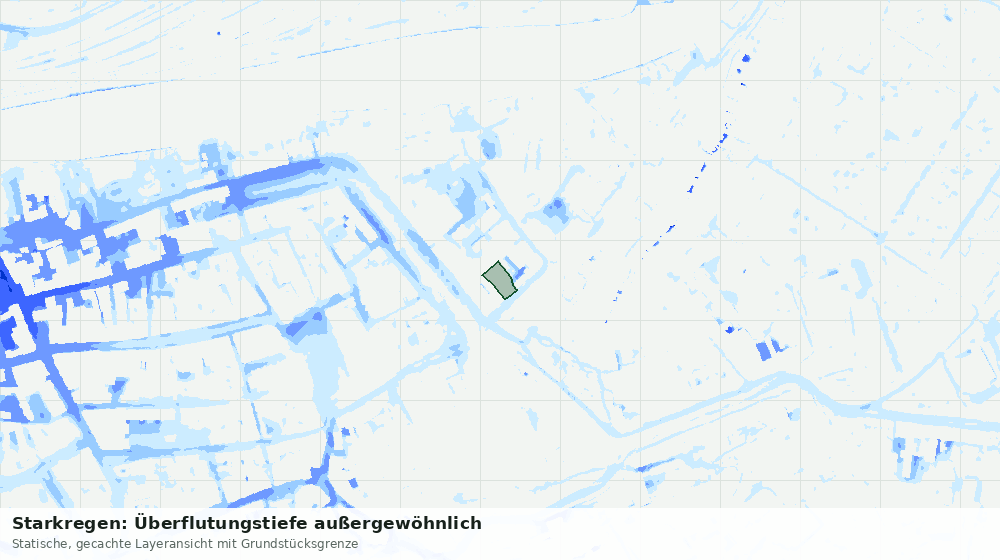 Statische Kartenansicht: Starkregen: Überflutungstiefe außergewöhnlich