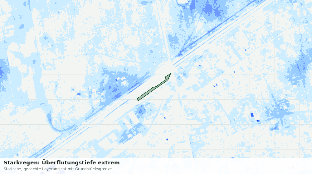 Statische Kartenansicht: Starkregen: Überflutungstiefe extrem