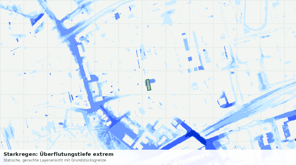 Statische Kartenansicht: Starkregen: Überflutungstiefe extrem