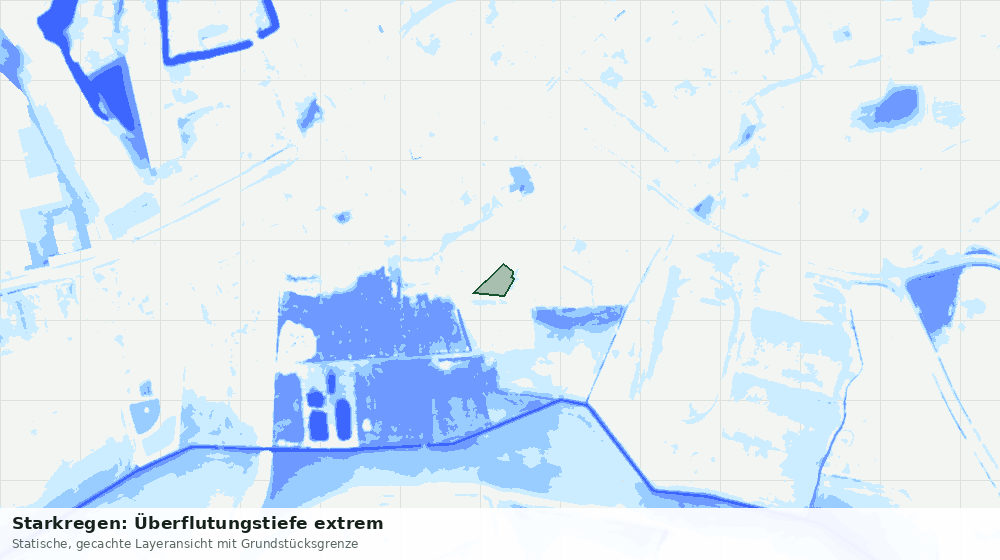 Statische Kartenansicht: Starkregen: Überflutungstiefe extrem