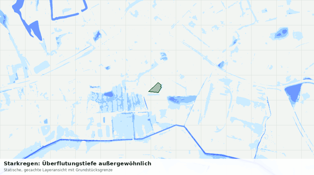 Statische Kartenansicht: Starkregen: Überflutungstiefe außergewöhnlich
