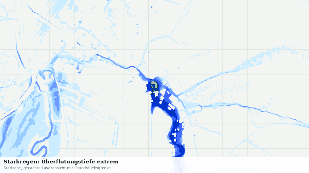 Statische Kartenansicht: Starkregen: Überflutungstiefe extrem