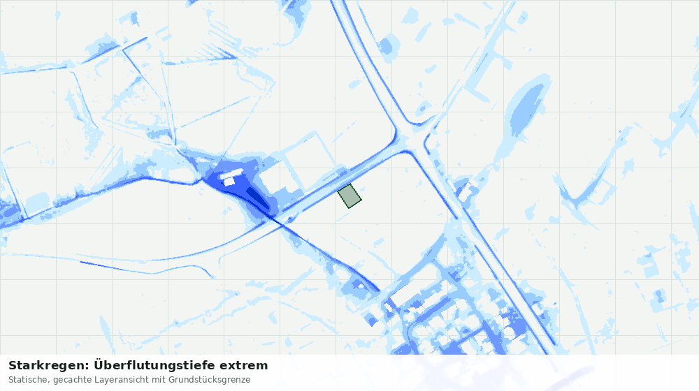 Statische Kartenansicht: Starkregen: Überflutungstiefe extrem