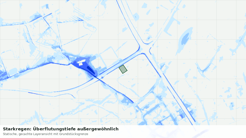 Statische Kartenansicht: Starkregen: Überflutungstiefe außergewöhnlich
