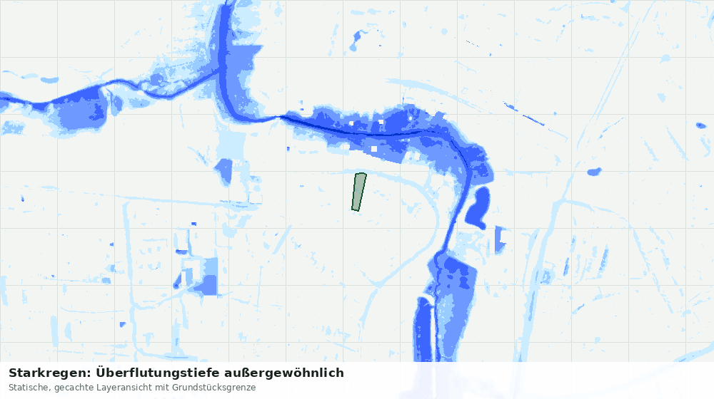 Statische Kartenansicht: Starkregen: Überflutungstiefe außergewöhnlich