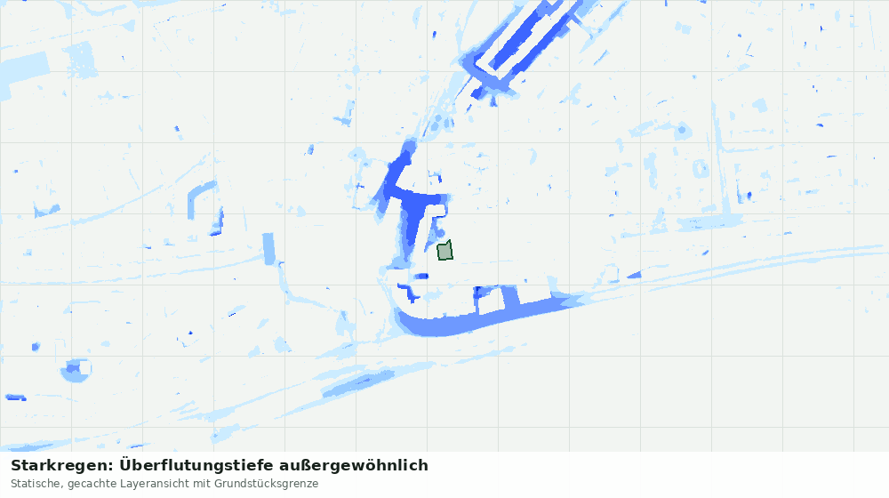 Statische Kartenansicht: Starkregen: Überflutungstiefe außergewöhnlich