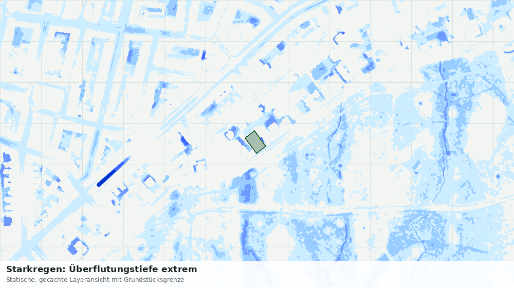 Statische Kartenansicht: Starkregen: Überflutungstiefe extrem