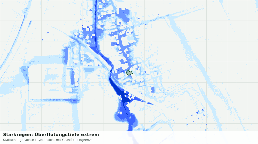 Statische Kartenansicht: Starkregen: Überflutungstiefe extrem