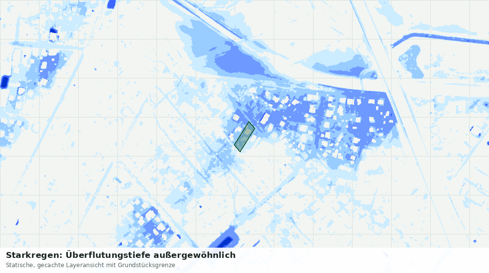 Statische Kartenansicht: Starkregen: Überflutungstiefe außergewöhnlich