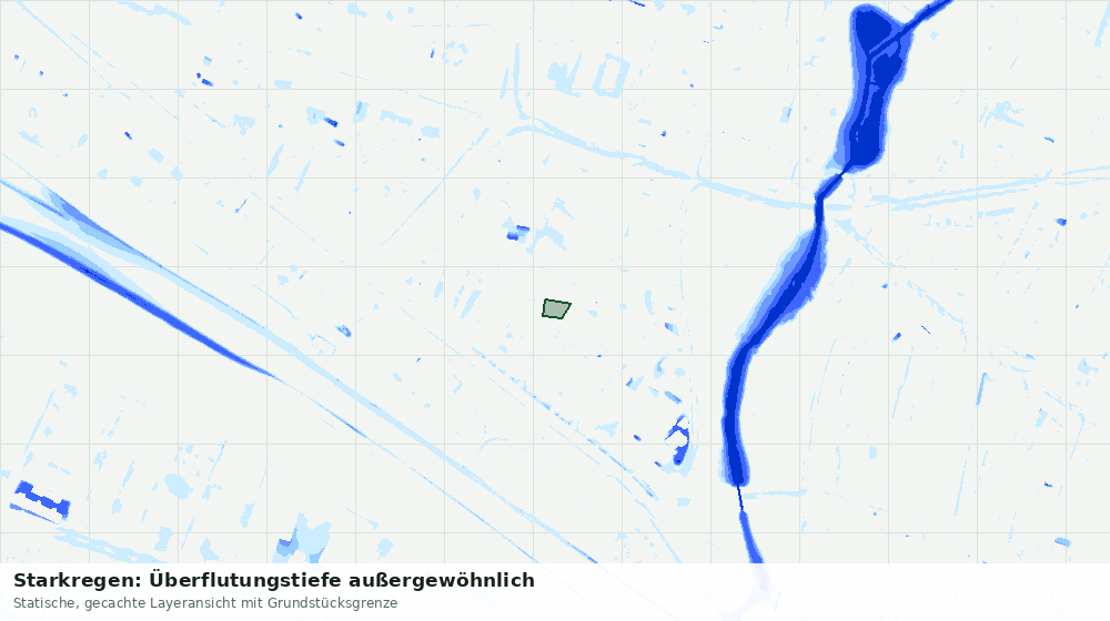 Statische Kartenansicht: Starkregen: Überflutungstiefe außergewöhnlich