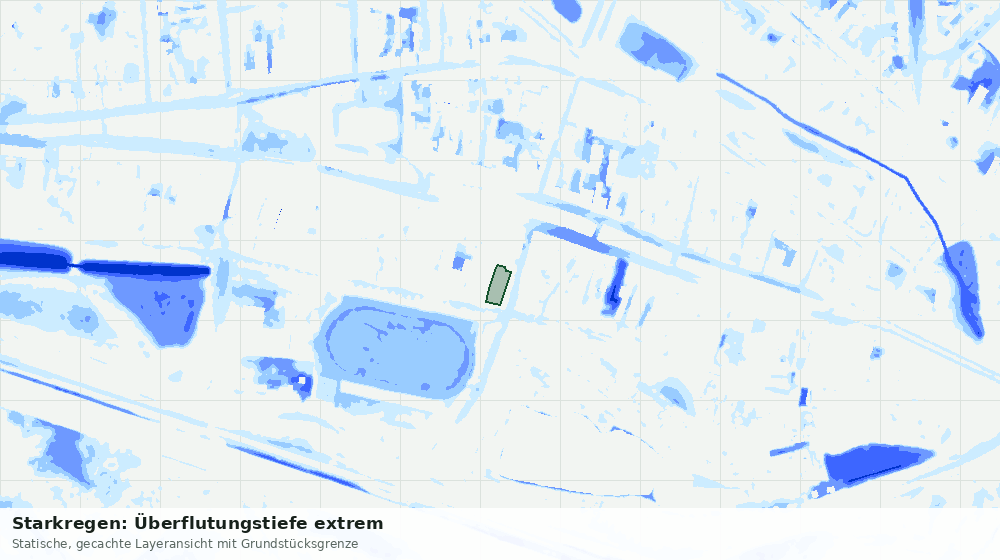 Statische Kartenansicht: Starkregen: Überflutungstiefe extrem
