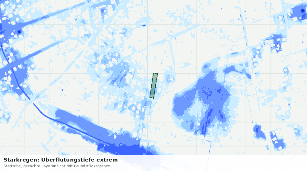 Statische Kartenansicht: Starkregen: Überflutungstiefe extrem