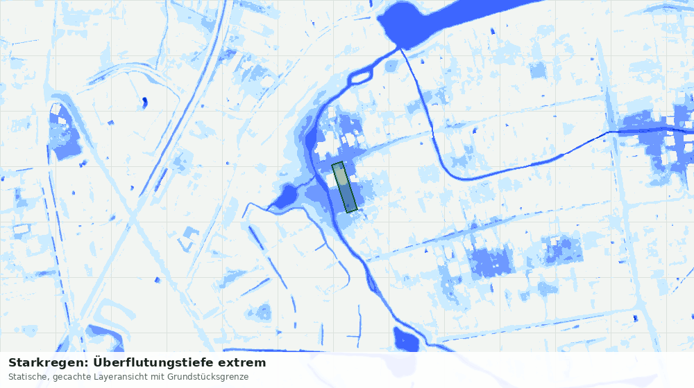 Statische Kartenansicht: Starkregen: Überflutungstiefe extrem