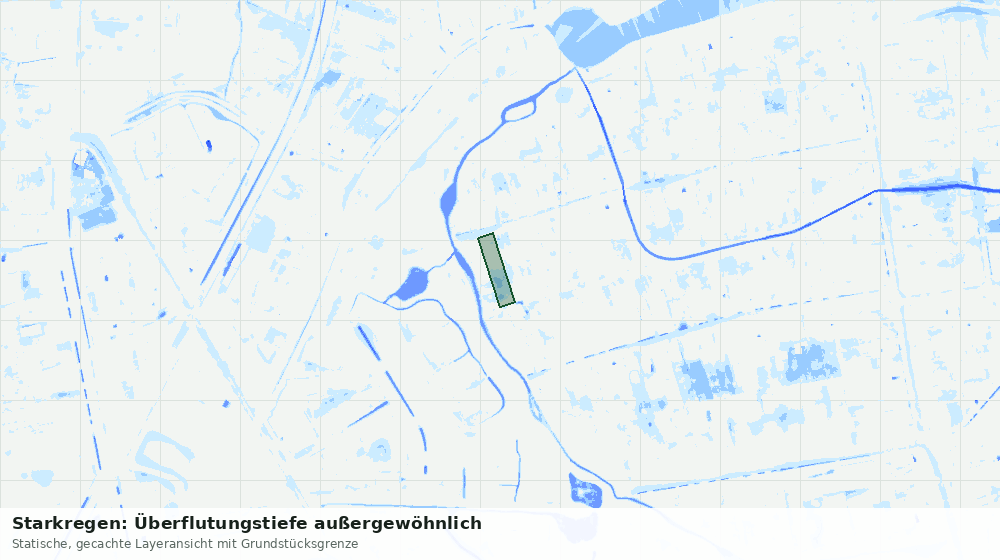Statische Kartenansicht: Starkregen: Überflutungstiefe außergewöhnlich