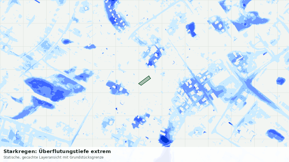 Statische Kartenansicht: Starkregen: Überflutungstiefe extrem