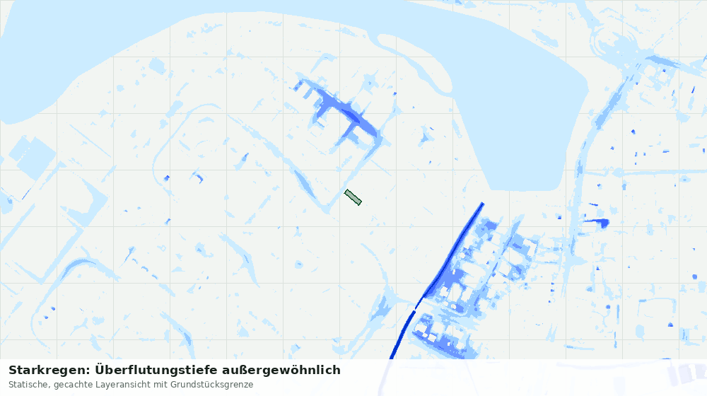 Statische Kartenansicht: Starkregen: Überflutungstiefe außergewöhnlich