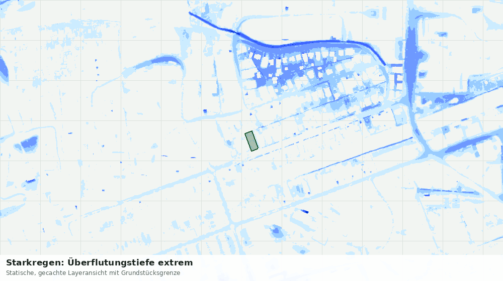 Statische Kartenansicht: Starkregen: Überflutungstiefe extrem