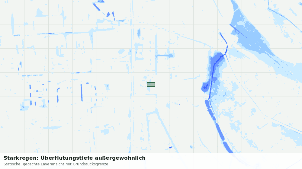 Statische Kartenansicht: Starkregen: Überflutungstiefe außergewöhnlich