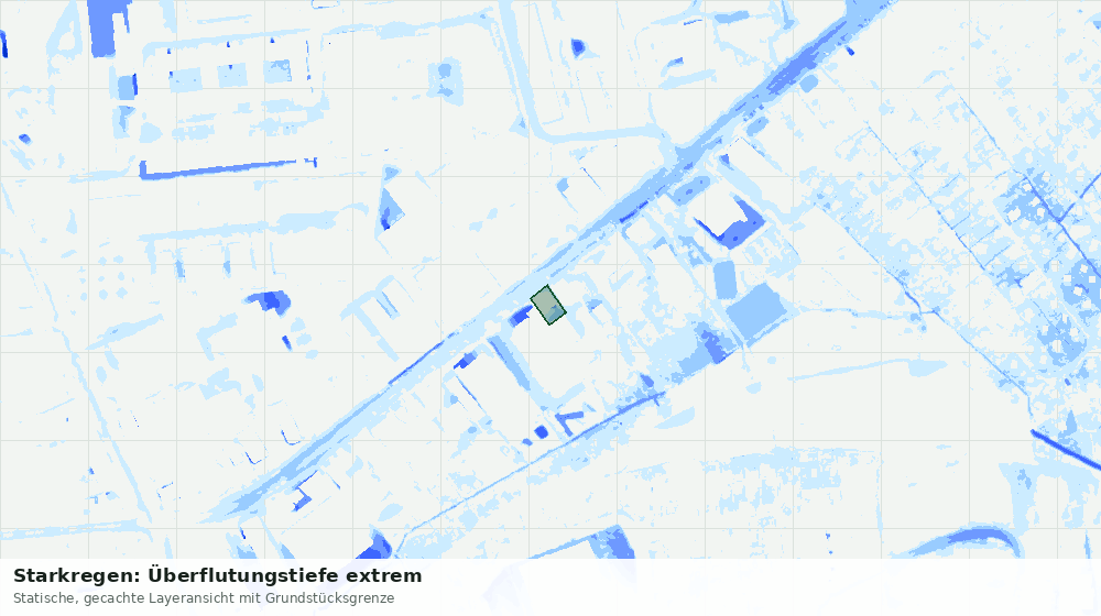 Statische Kartenansicht: Starkregen: Überflutungstiefe extrem