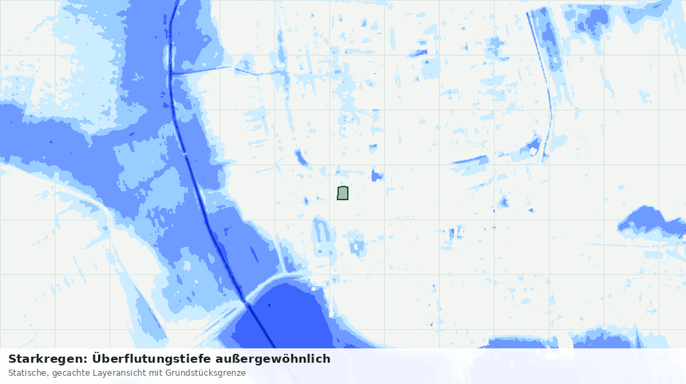 Statische Kartenansicht: Starkregen: Überflutungstiefe außergewöhnlich