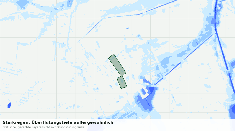 Statische Kartenansicht: Starkregen: Überflutungstiefe außergewöhnlich