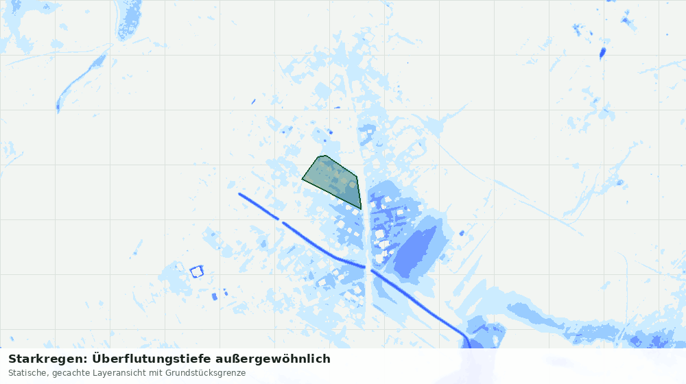 Statische Kartenansicht: Starkregen: Überflutungstiefe außergewöhnlich