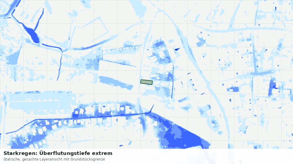 Statische Kartenansicht: Starkregen: Überflutungstiefe extrem