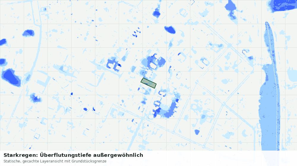 Statische Kartenansicht: Starkregen: Überflutungstiefe außergewöhnlich