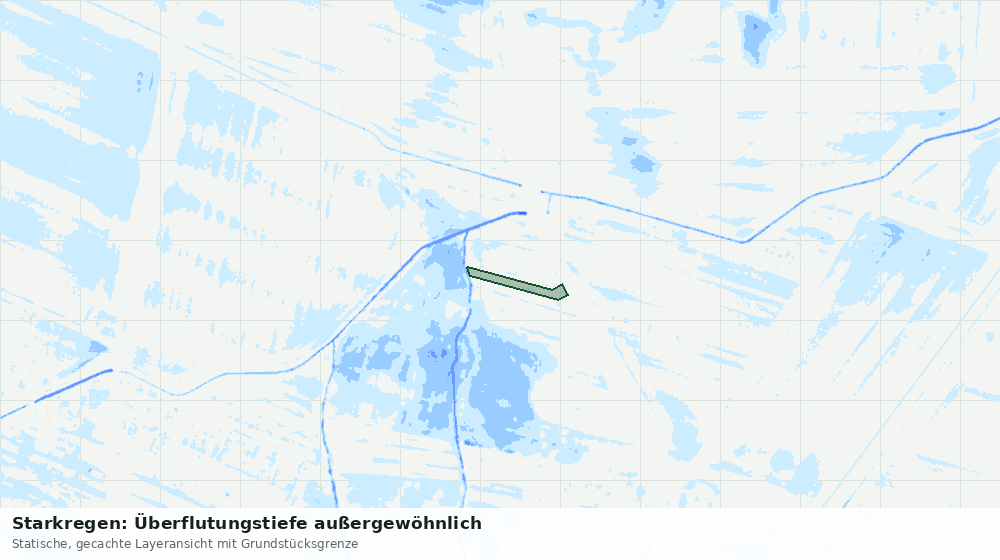 Statische Kartenansicht: Starkregen: Überflutungstiefe außergewöhnlich