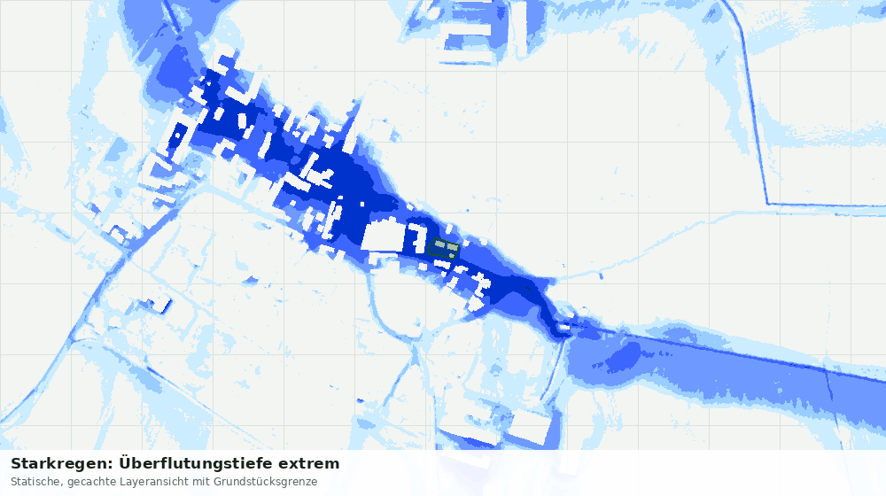 Statische Kartenansicht: Starkregen: Überflutungstiefe extrem