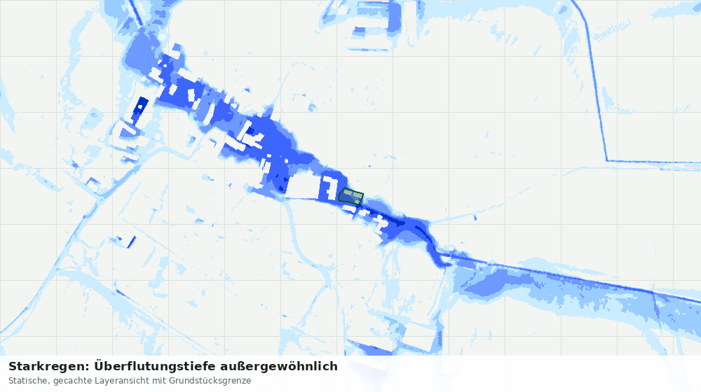 Statische Kartenansicht: Starkregen: Überflutungstiefe außergewöhnlich