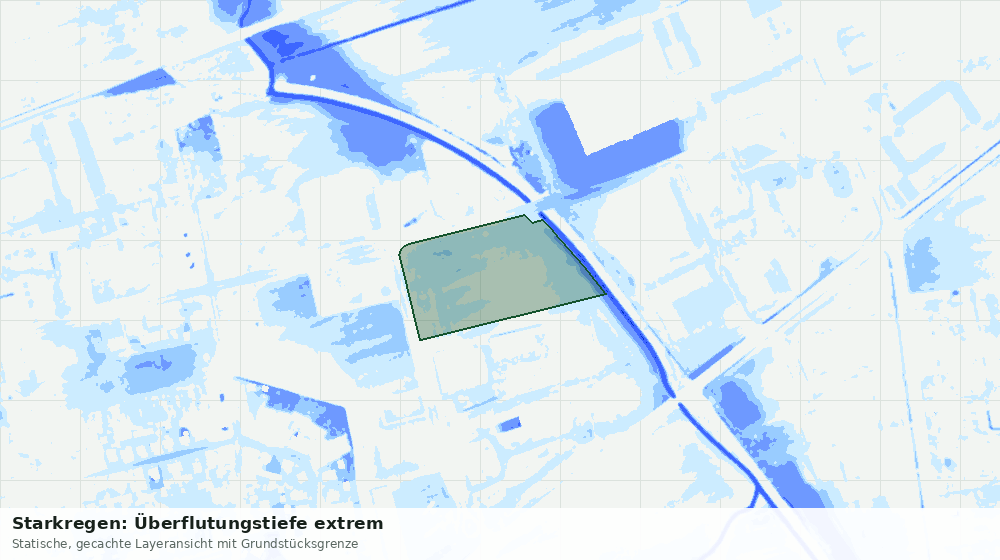 Statische Kartenansicht: Starkregen: Überflutungstiefe extrem