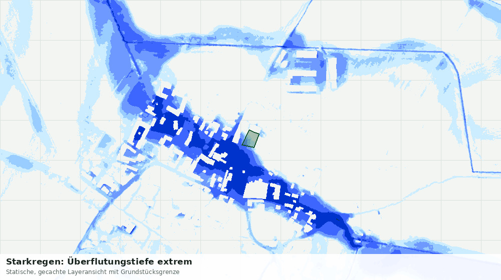 Statische Kartenansicht: Starkregen: Überflutungstiefe extrem